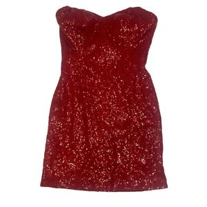 La Femme Red Sequin Tube Mini
